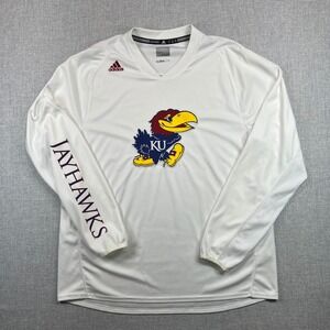 Adidas Kansas Jayhawks KU Climalite Long Sleeve Performance Shirt Mens XL White